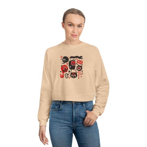 Monsters Set Women's Cropped Fleece Pullover - Image 11