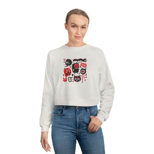 Monsters Set Women's Cropped Fleece Pullover - Image 3